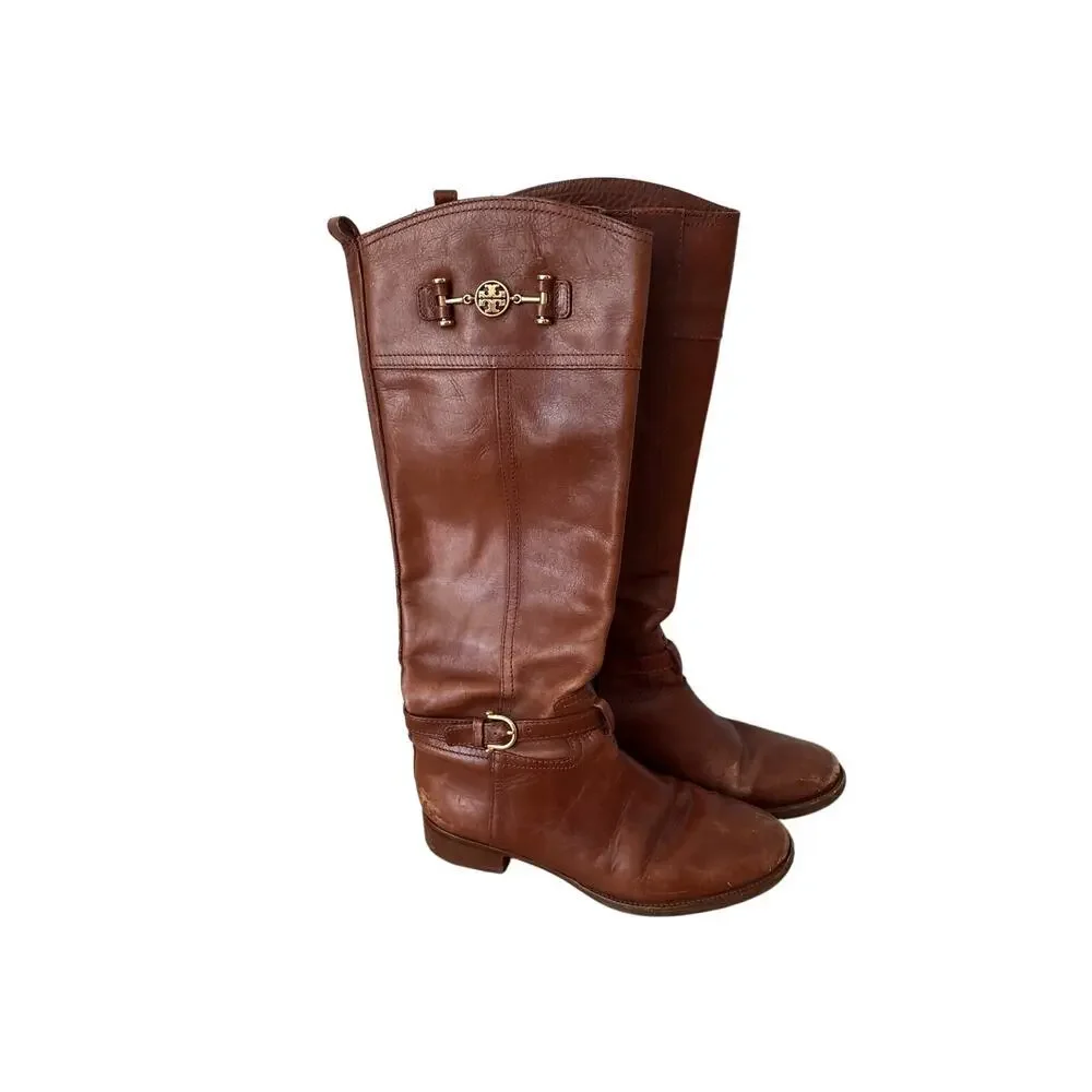 Tory Burch Bristol Brown Riding Boots 8M Equestrian + Festival Style